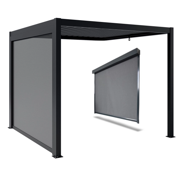 Zestaw Pergola ogrodowa tarasowa aluminiowa NORDVIC Skyline 3 x 3 m Antracyt + 2 x Roleta 3 m